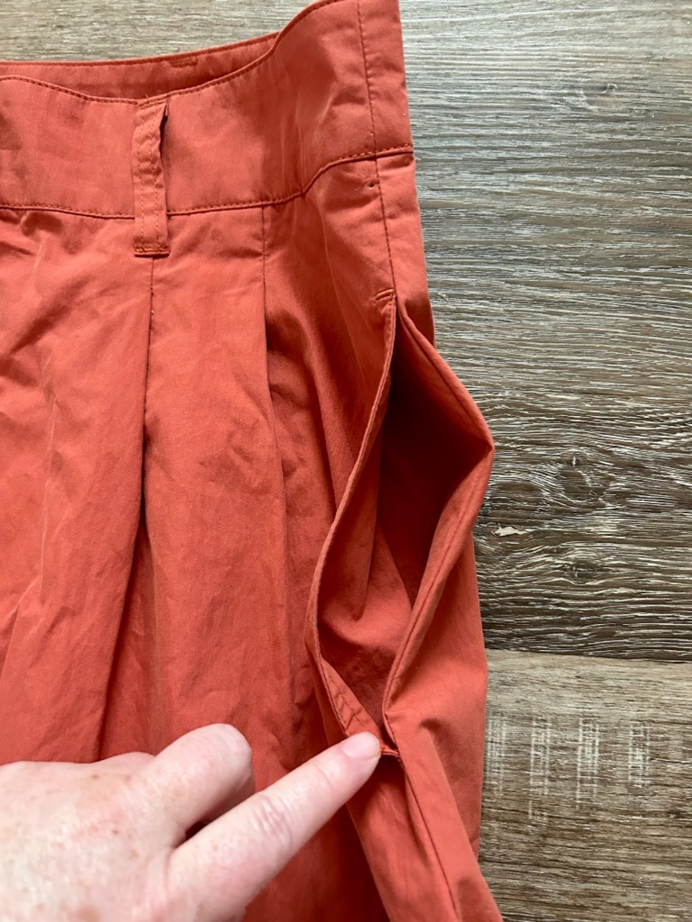 Madewell Poplin Pleated Button Front Midi Skirt NEW Sz 10 Russet Color - Picture 4 of 9